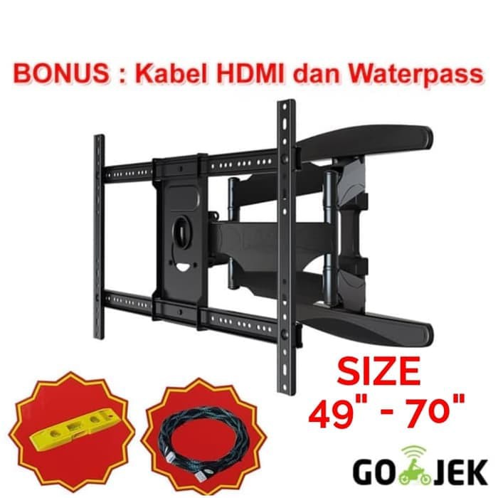 BRACKET TV 70 65 60 58 55 50 49 INCH NB P6 FREE HDMI &amp; WATER PASS ori