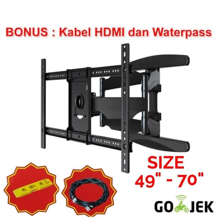 BRACKET TV 70 65 60 58 55 50 49 INCH NB P6 FREE HDMI &amp; WATER PASS