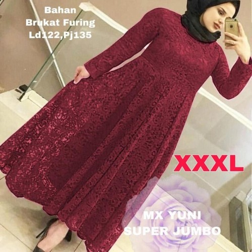 New Maxi Dress Crepe Strech Import Ori Shr 100% (Ambil 2 Lebih SG777 Maxi Yuni Super Jumbo Xxxl