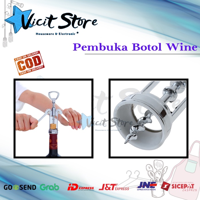 Alat Pembuka Botol Wine / Anggur Stainless Steel / Opener Wine