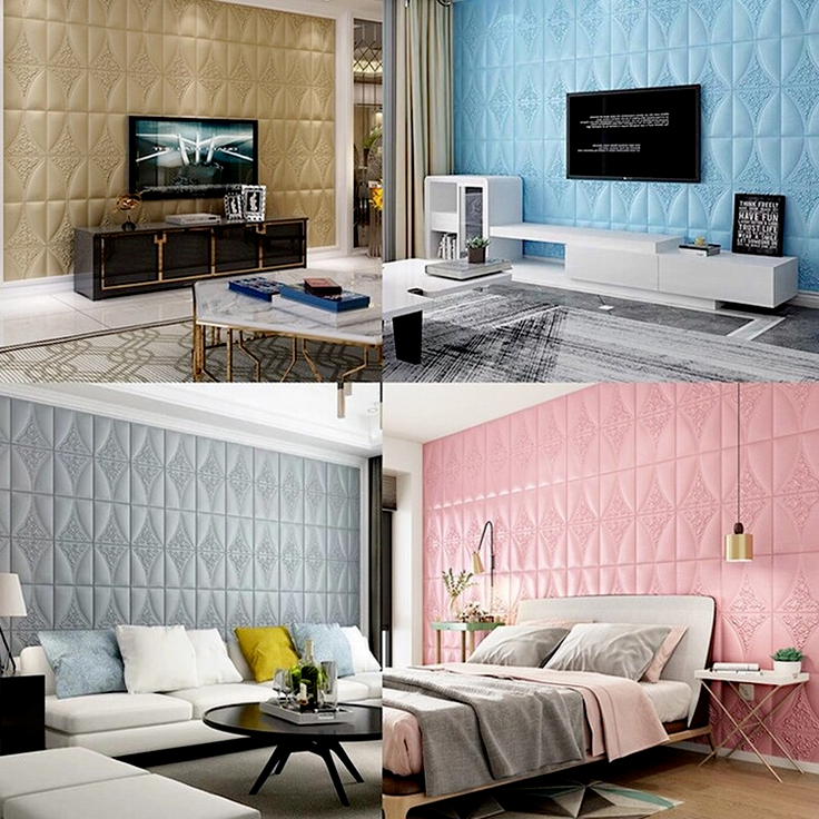 Stiker Dinding 3d Bahan Busa Tahan Air Warna Putih Emas Silver Biru Pink Coklat Indonesia 2021-5