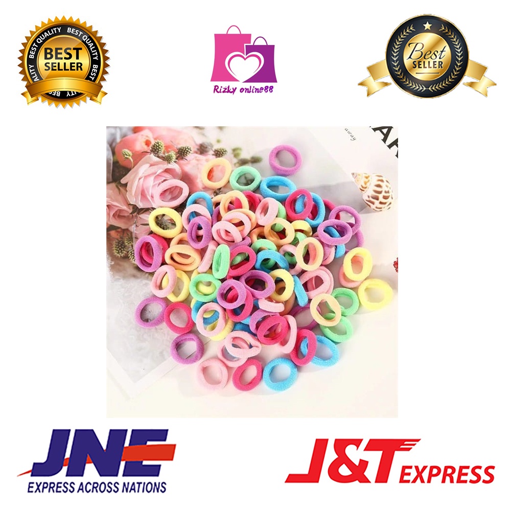 Rizkyonline88 ikat rambut donat scrunchie / karet ikat rambut / kunciran rambut warna warni AW09