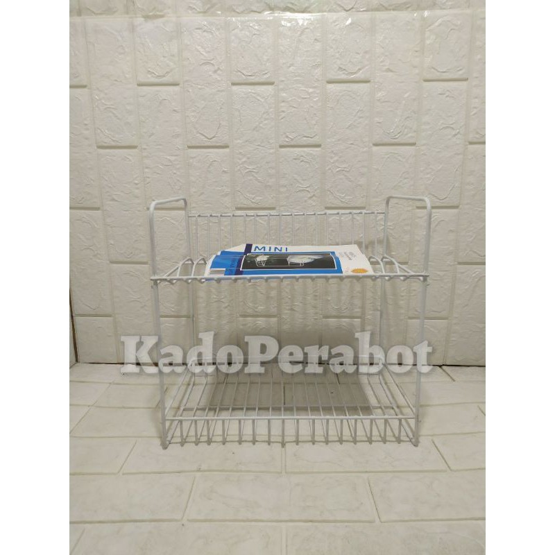 rak kawat mini rack - rak piring 2 susun kecil - rak piring gelas mini