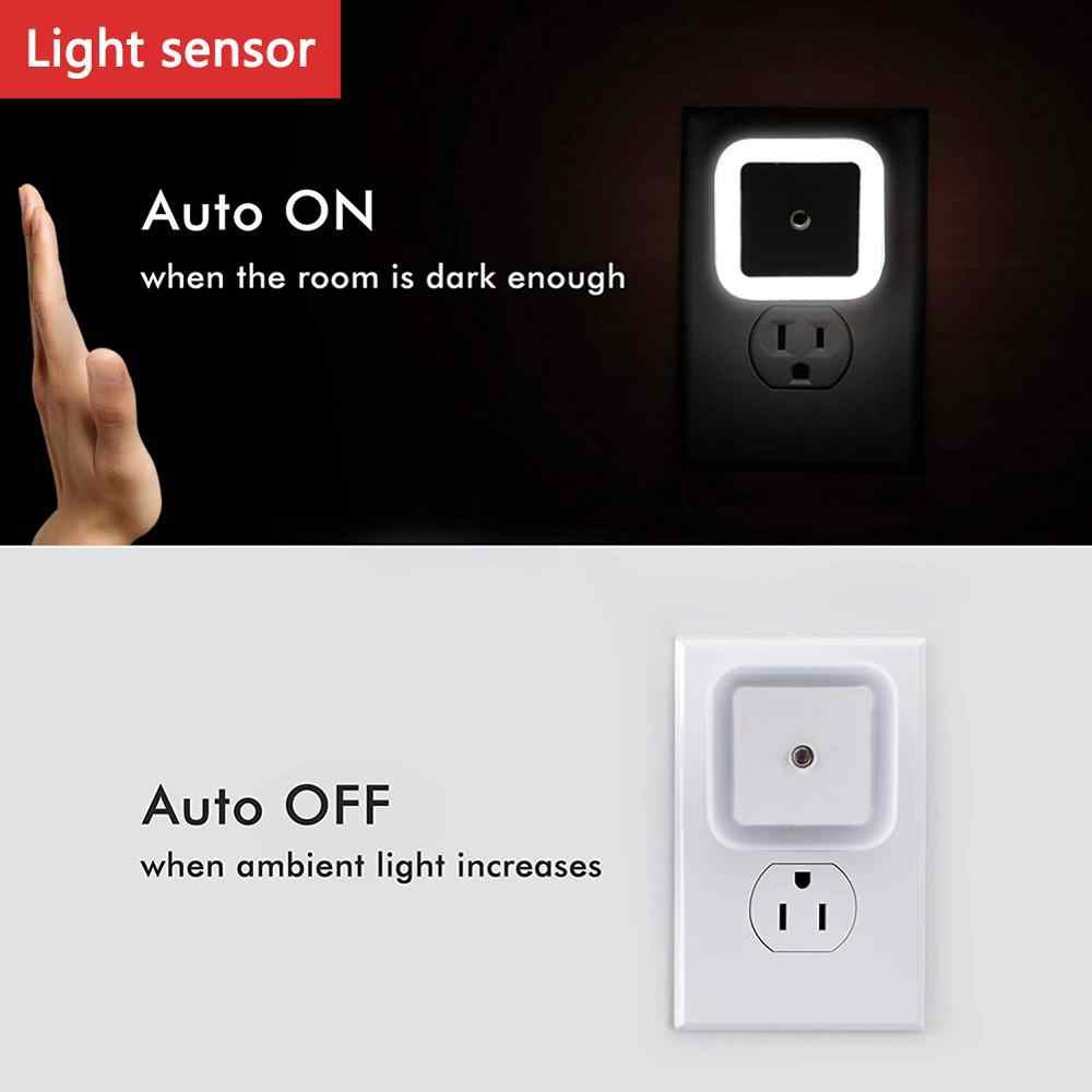 LED Lamp Sensor Cahaya Bentuk Kotak Night Light Lamp Sensor Lampu Malam Tidur Lorong Tangga