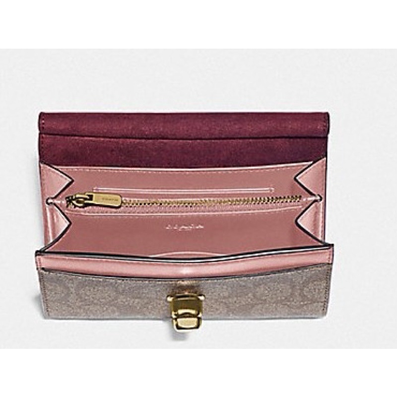 CASSIDY TURNLOCK MEDIUM WALLET IN SIGNATURE CANVAS (COACH F76789) -PINK