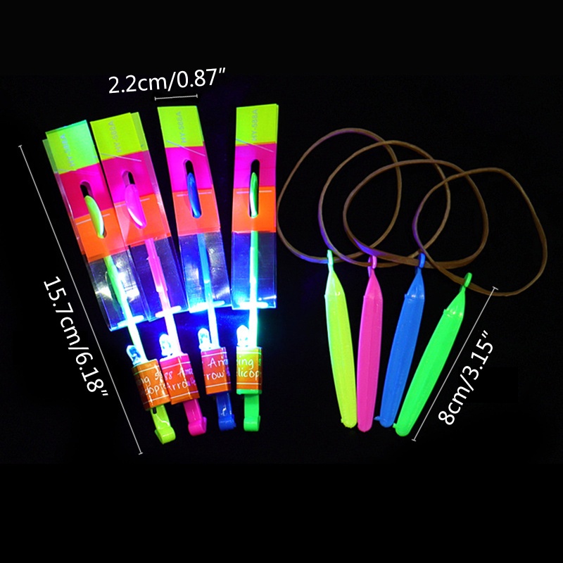 Mary 6.18x0.87in Menyala LED Roket Terbang Copters Bambu Capung Glow in the Dark Party Favor Ulang Tahun Natal