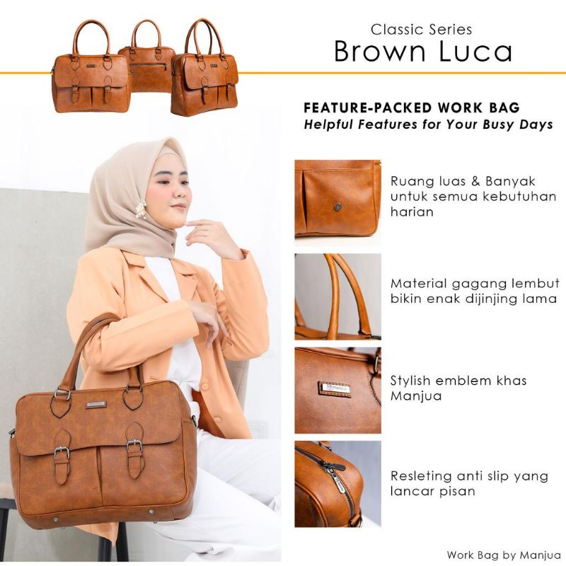 LUCA Bag by Manjua. Tas Kerja, Tas Kuliah, muat Laptop 14 inch. Tas Laptop, Ukuran Besar.