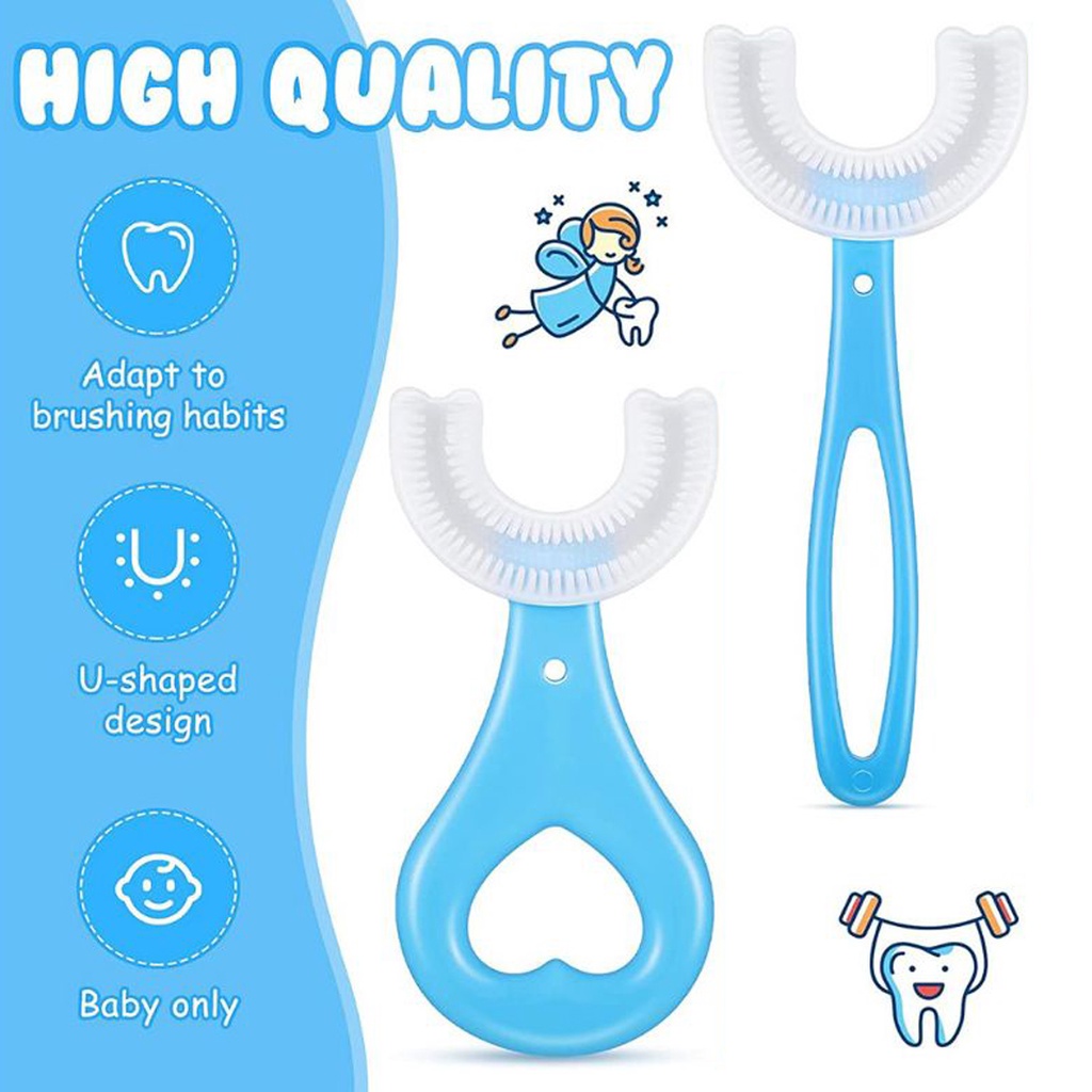 ❤️GTB❤️ Sikat Gigi Anak Bentuk U Putar 360 Penyikat Pembersih Terbaik Sikat gigi lembut pasangan siswa sikat gigi nano kelas atas 360 Derajat/Training Toothbrush R605