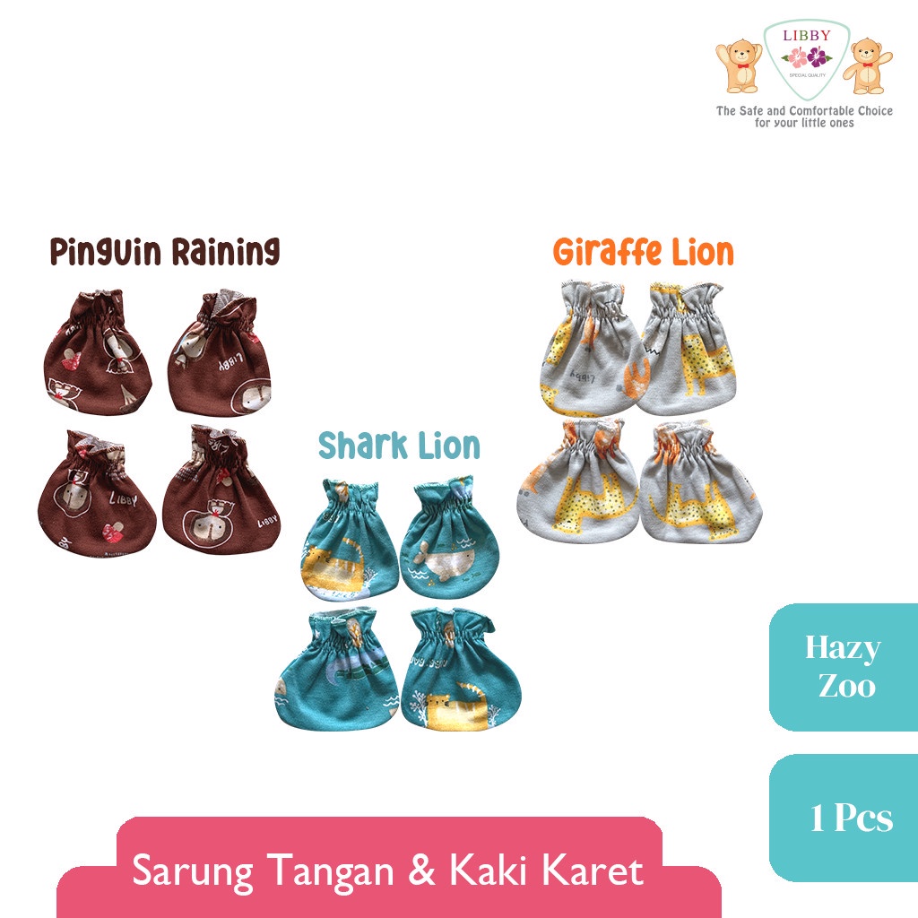 Sarung Tangan &amp; Kaki Bayi LIBBY Motif Hazy Zoo (1pcs/set)