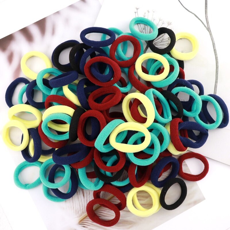 IKAT RAMBUT DONAT KARET KUNCIRAN GAYA KOREA ANAK HAIR STYLISH SIMPLE WARNA WARNI ELASTIS ELEGAN FREE POUCH  LUCU ISI 50 PCS SR37