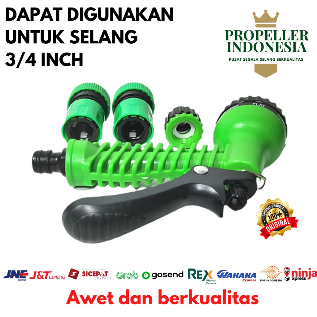 Paket Semprotan Air dan Sambungan Selang Variasi 7 Kepala 3/4&quot;