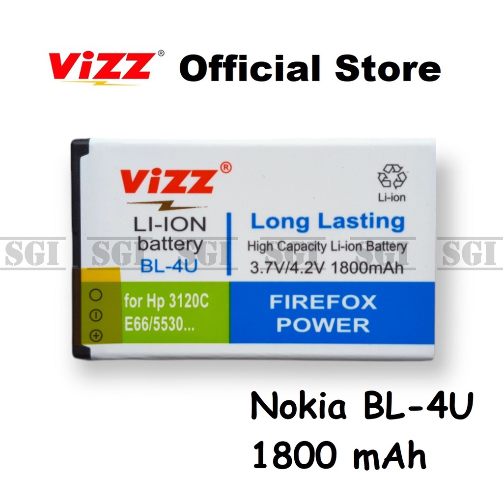 Baterai Vizz Double Power Original Nokia BL-4U BL4U 3120 5730 8800 Asha 210 300 308 310 C5-03 E66 E7