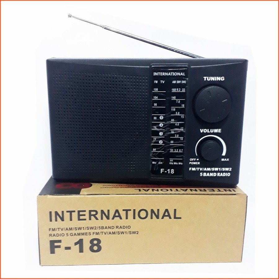 COD RADIO PORTABLE INTERNASIONAL MITSUYAMA F-18 FM/TV/AM/SW1/SW/RADIO 5 BAND MS-F-18