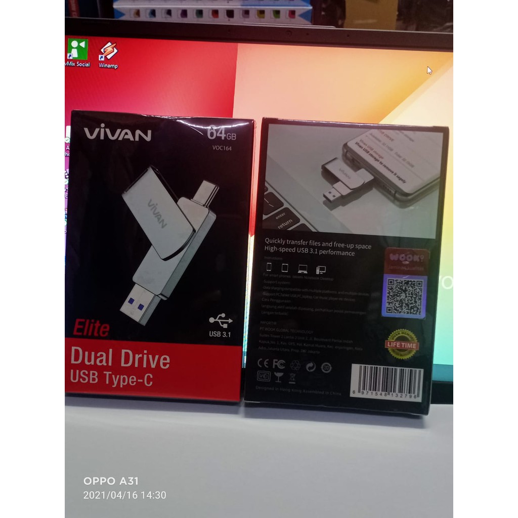 Flashdisk Vivan 64gb VOC164 OTG Type C Dan USB 3.0 Dual Interface ORIGINA GARANSI RESMI LIFE TIME