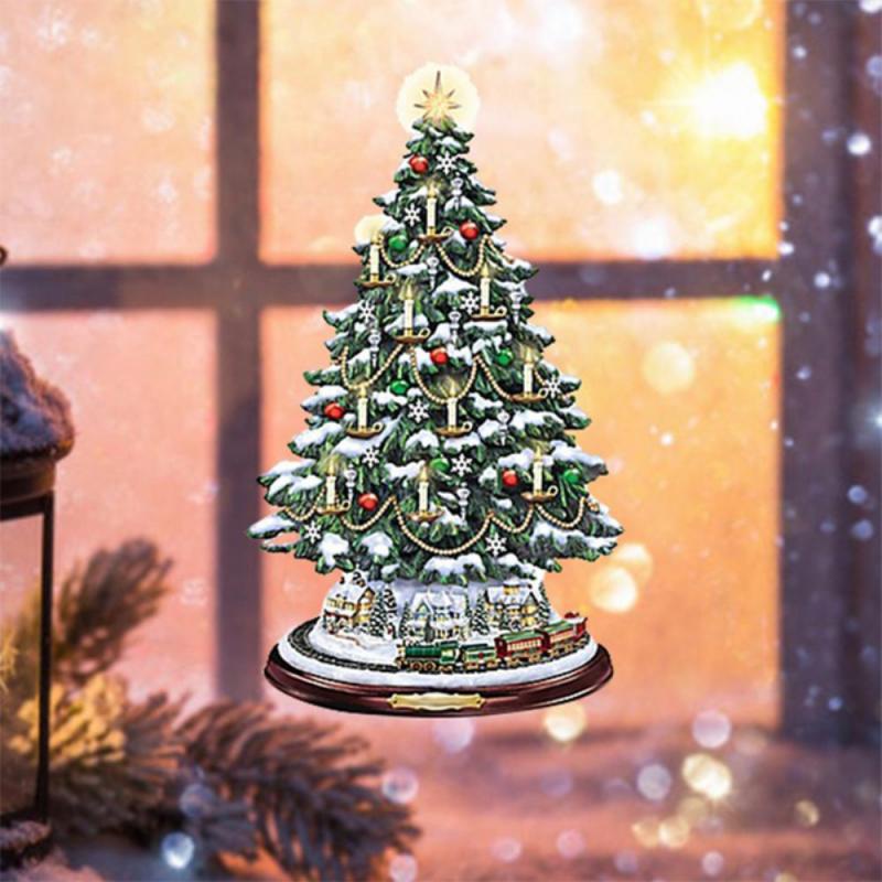 [Christmas Tree Rotating Sculpture Train Decor Pastes] [Window Paste Stickers] [Christmas Decorations Winter Home Decoration New]