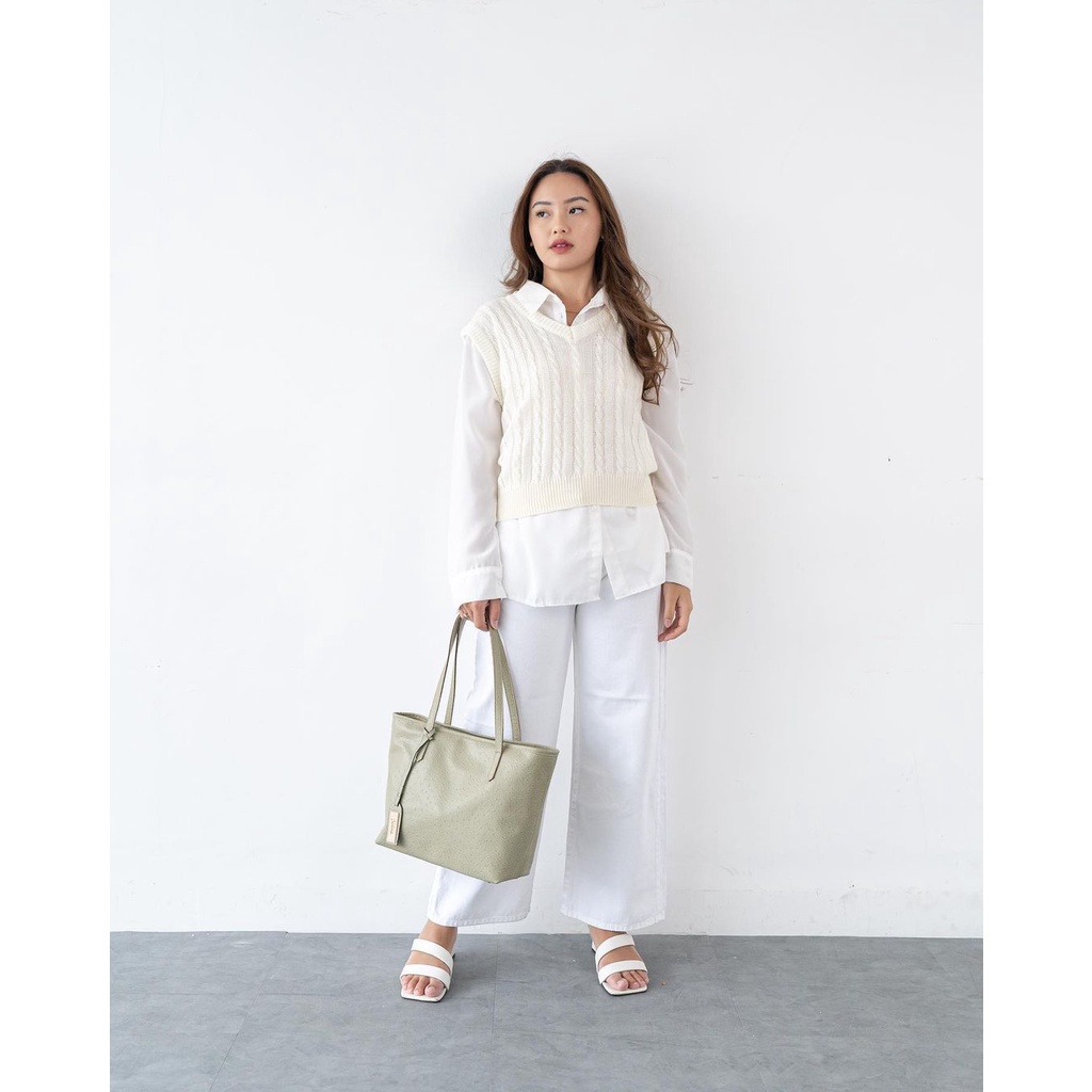 Tote Bag | Flicka Bag Kode W 27 - Sage Green | Free Bubble Wrap & Free Dustbag