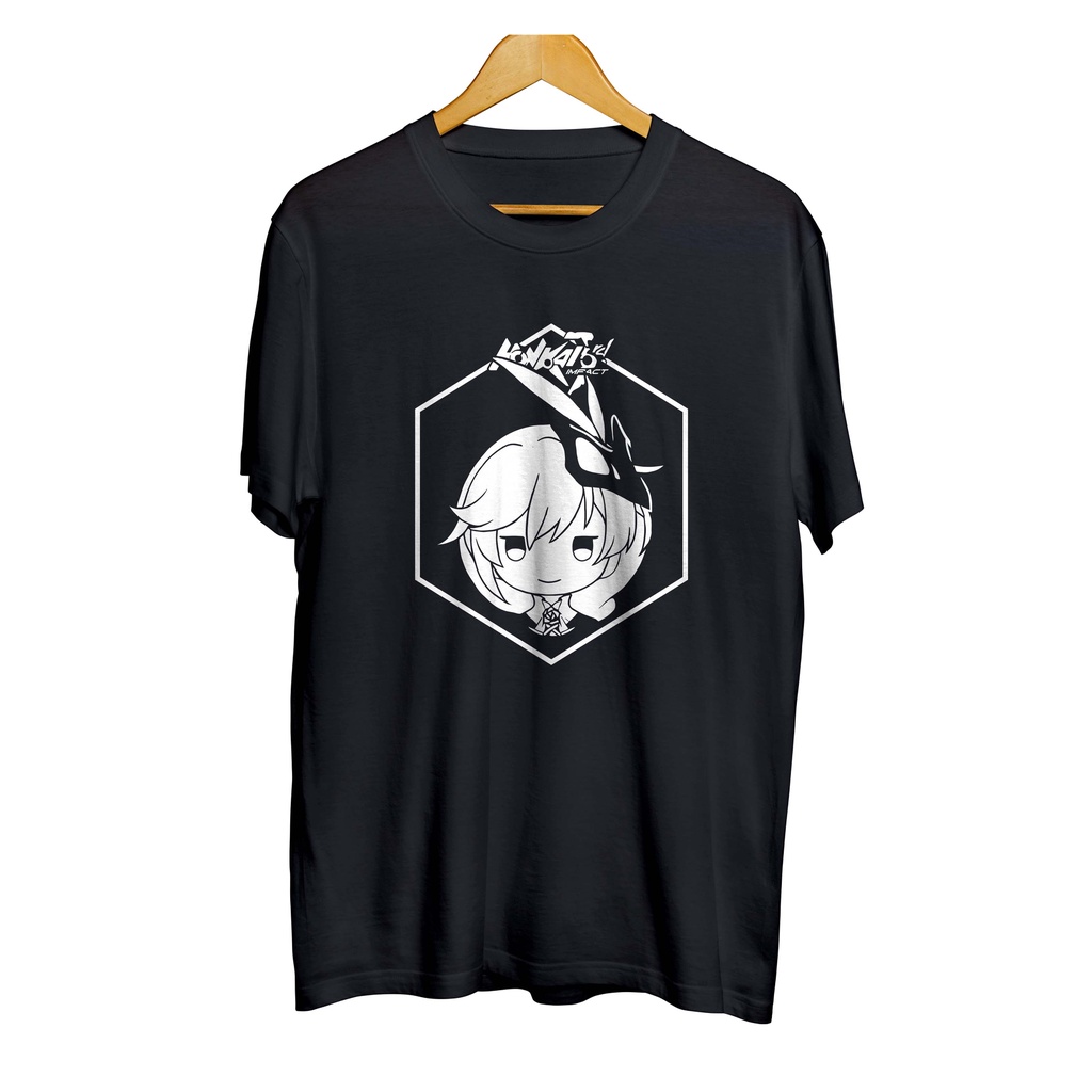 Kaos distro japan game KALLEN KASLANA chibi - HONKAI IMPACT material cotton combed 30s
