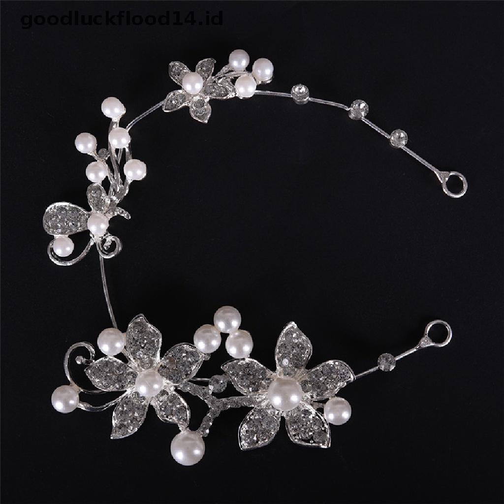 [OOID] New Crystal Rhinestone Pearl Headband Silver Wedding Party Tiara Bridal Hairclip ID