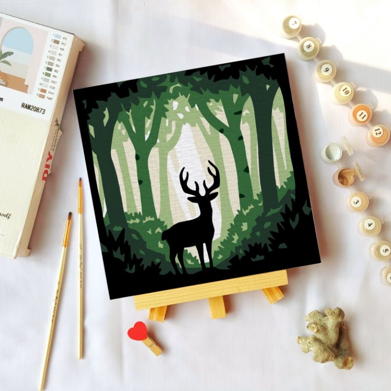

PAINT BY NUMBERS 20x20cm [ with frame ] DIY painting kit - Deer