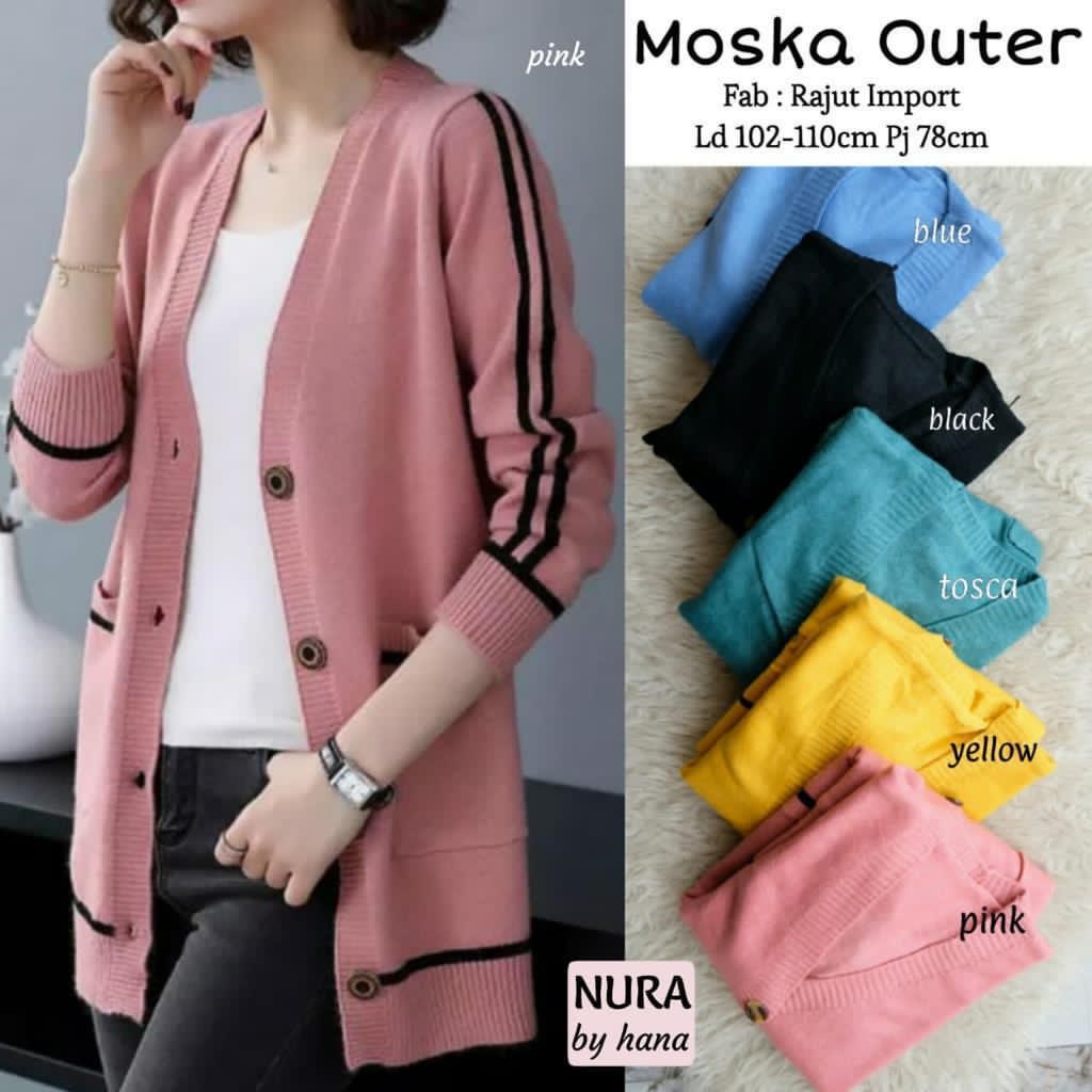 MOSKA OUTER LD 102CM-110CM PJG 78CM BAHAN RAJUT IMPORT NURA BY HANA