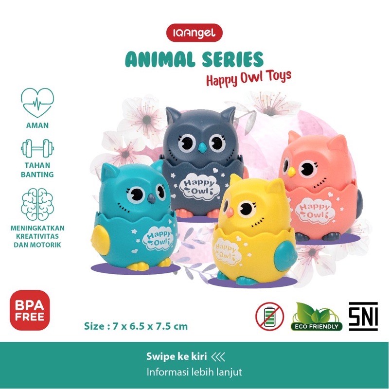 Happy Owl Toys - Mainan Edukasi dan Motorik Anak Burung Hantu Lucu Mainan Menemani MPASI Bayi