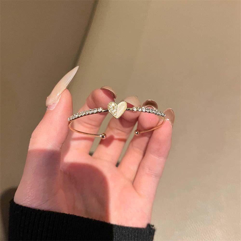 Agustina Women Bracelet Mewah Unik Wanita Hadiah Cinta Hati Perhiasan Aksesoris Bentuk C Berlian Imitasi Korea Bracelets