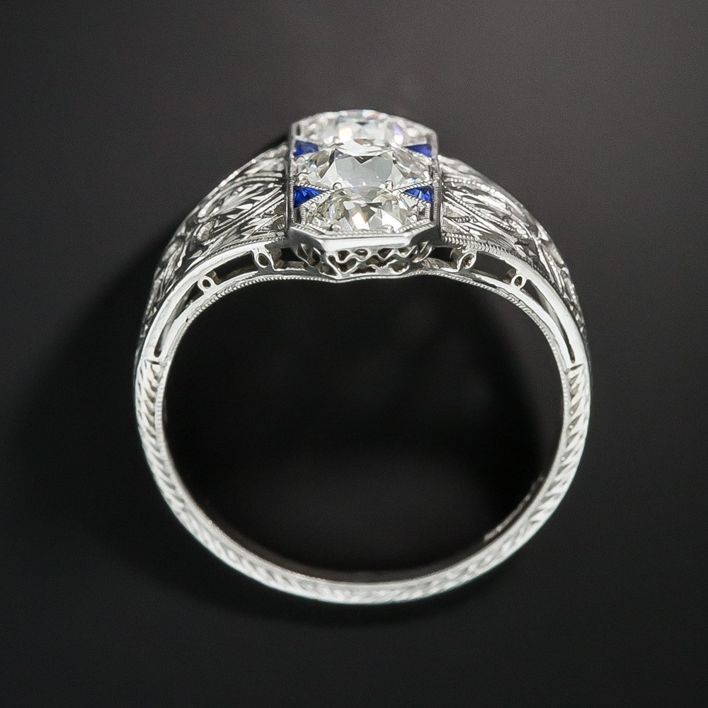 perak asli 925 cincin Wanita Segitiga Biru Perhiasan Fashion
