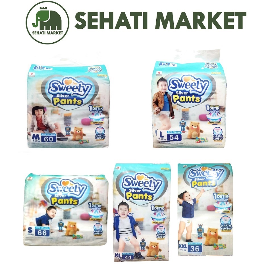 Jual SWEETY SILVER FIT PANTS SEHATIMARKET / S66/M60/L54/XL44/XXL36