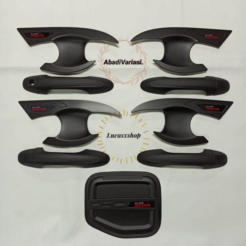 Paket Outer Handle Tank Cover Mobil All New Innova Reborn Hitam Kombinasi Merah