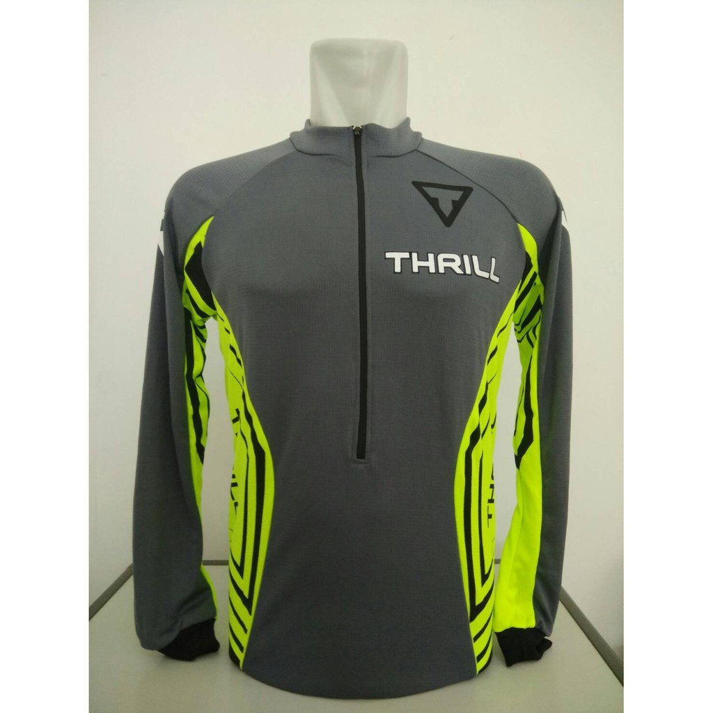 Jersey Sepeda Lengan Panjang Thrill Abu-abu Hijau