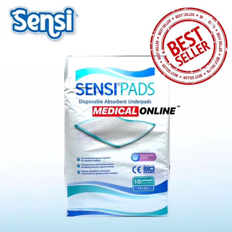 UNDERPAD PERLAK ANTI BOCOR 60X90 SENSI ISI 10 PCS PER PACK MEDICAL ONLINE