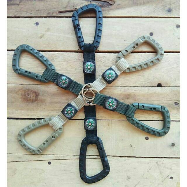 Gantungan Kunci Carabiner Tactical Mini Kompas Army Navy Survival Outdoor Tools Edc Gear