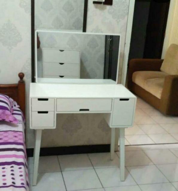 Hera Dresser Meja Rias Mahoni Minimalis Shabby Chic Scandi Duco Putih Freeong Surabaya Sidoarjo