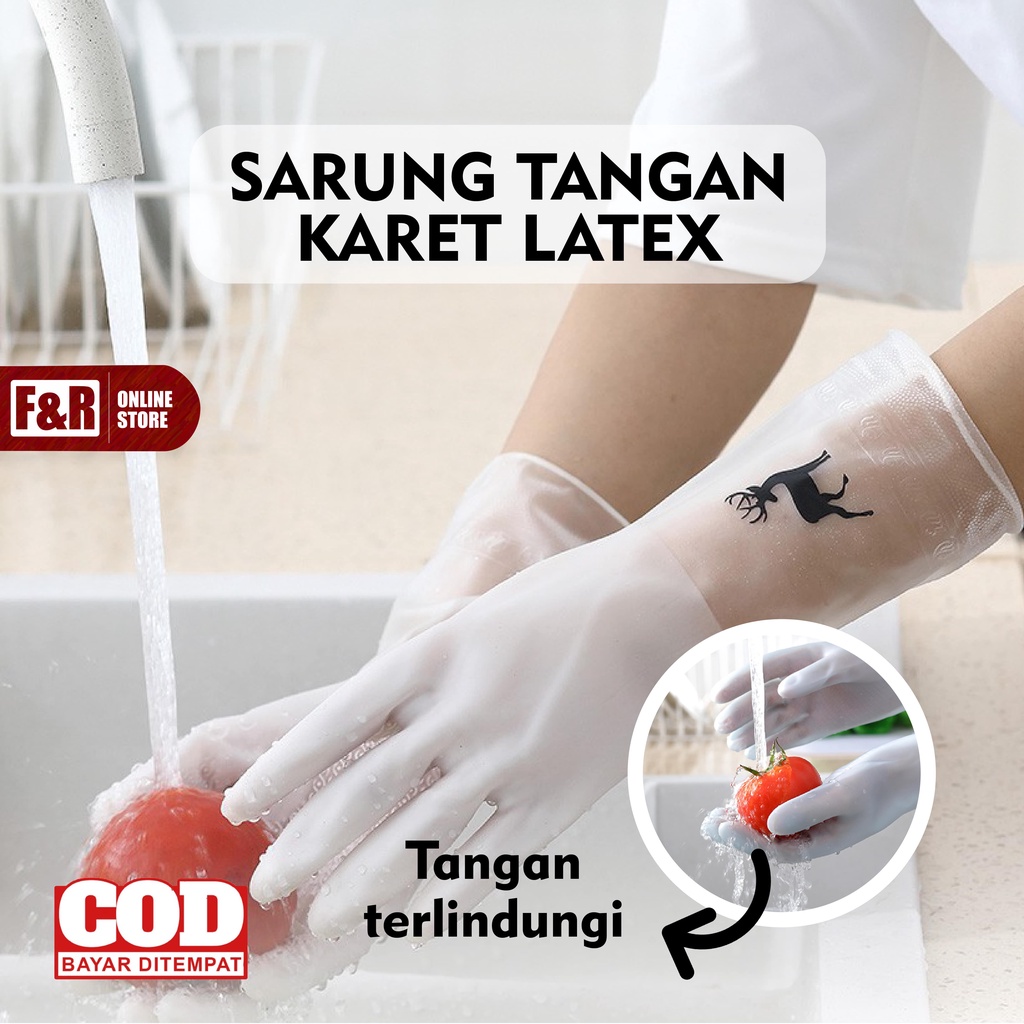 Sarung Tangan Karet Sarung Tangan Cuci Piring Sarung Tangan Kebun Anti Air Tebal Latex Rubber Glove