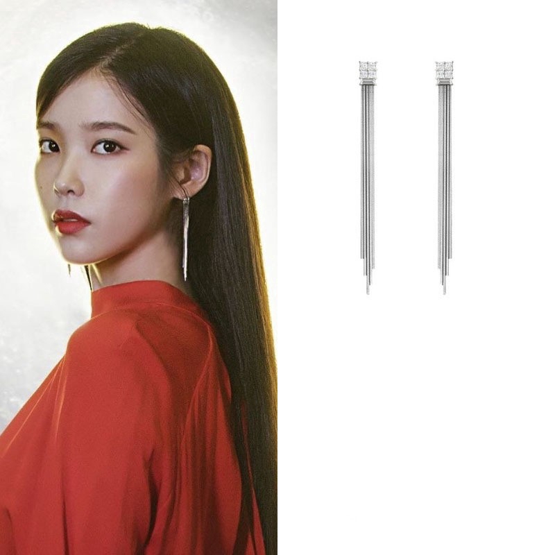 【Free Gift】COD 925 Silver Needle Korean Drama Hotel Del Luna Tassel Earrings Anting