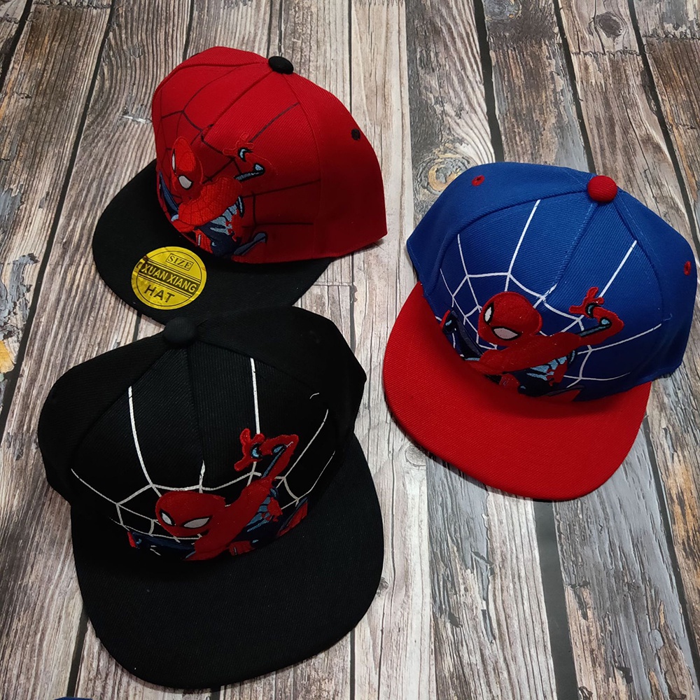 【COD Tangding】Topi Baseball Motif Kartun Spiderman Gaya Hip hop Untuk Anak Laki-Laki / Perempuan