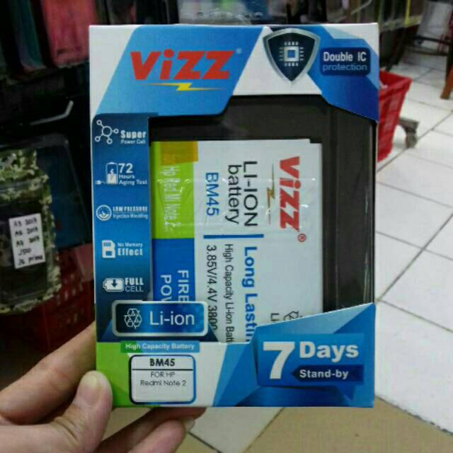 Vizz Double Power Batre Baterai Vizz Xiaomi Redmi Note 2 - 2 Prime BM45 BM-45 BM 45