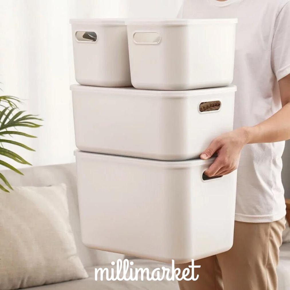 TAMA WHITE AESTHETIC CONTAINER STORAGE/ Box mainan, baju/wadah simpan barang estetik / tempat penyim