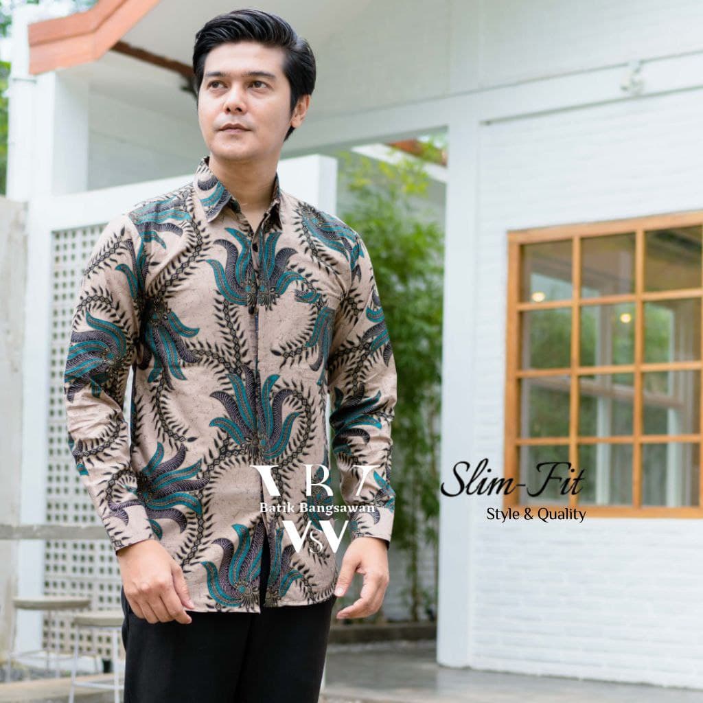 Baju batik slimfit lengan panjang