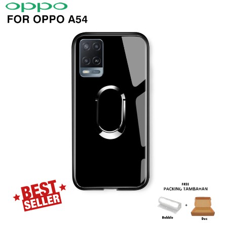Glass Case RING Magnetic Stand Oppo A54 Hardcase Tempered Miror