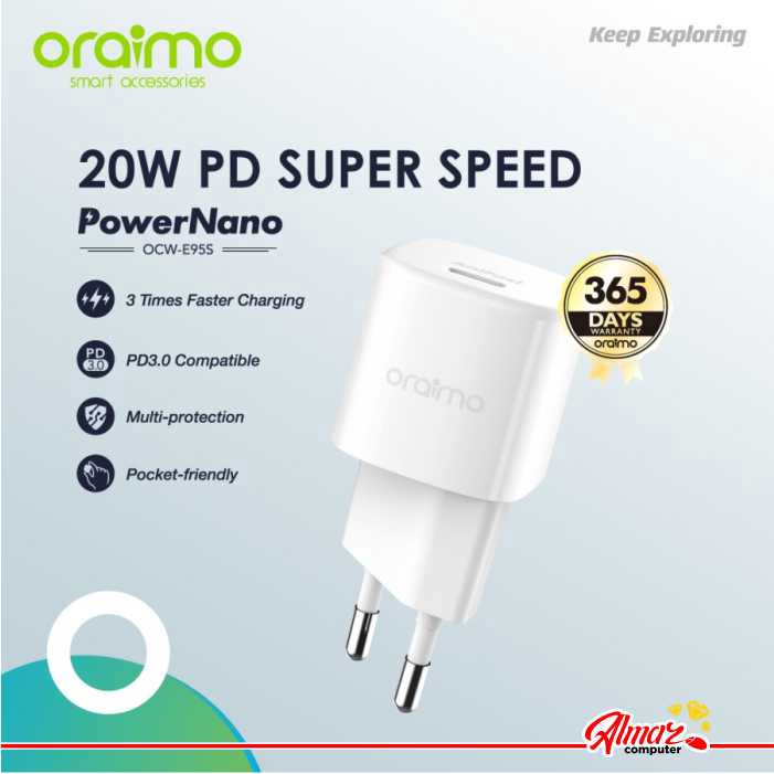 Oraimo PowerNano Charger 20W PD Super Speed Fast Charging OCW-E95S