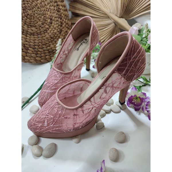 sepatu micca rafaizoutfit wrna Dustypink tinggi 12cm