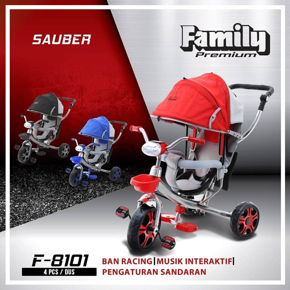 Sepeda Anak Roda Tiga Baby Tricycle Family Sauber F 8101 Ada Kanopi