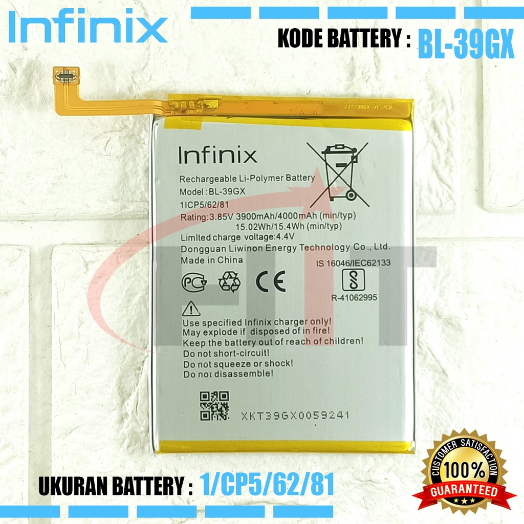 Baterai Battery Infinix BL-39GX / Hot S3 X573 , Hot 6 Pro X608