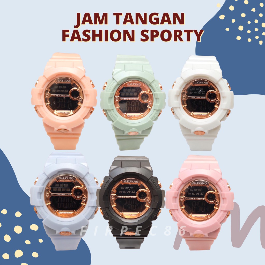 F86 GALVANO Jam Tangan Digital Unisex Sporty Korean Style Water Resistant