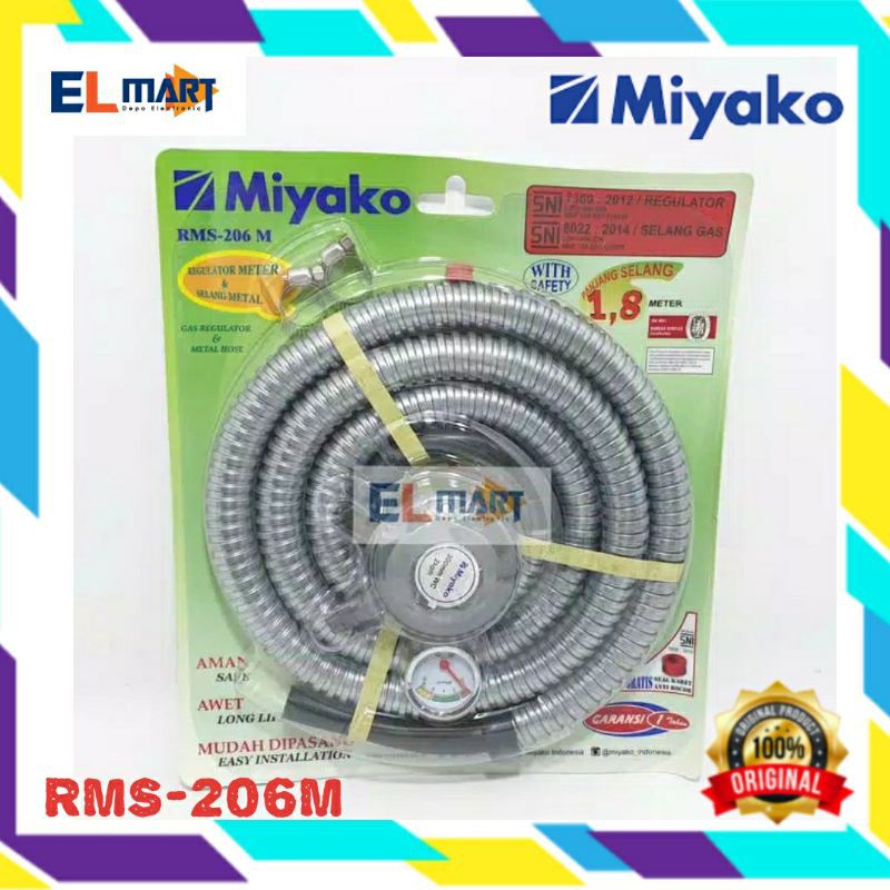 Selang dan regulator gas kompor LPG MIYAKO RMS-206 M - RMS206M