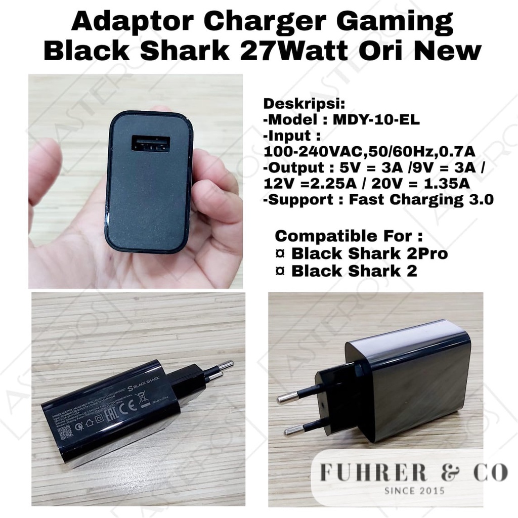 Charger Black Shark Fast Charging 27W 3.0 With Cable Type C Original