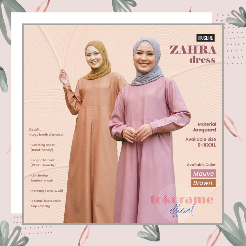 Baju Gamis Muslim Wanita Zahra Dress Busana Muslimah Busui Friendly Kekinian Terbaru Original Mysure