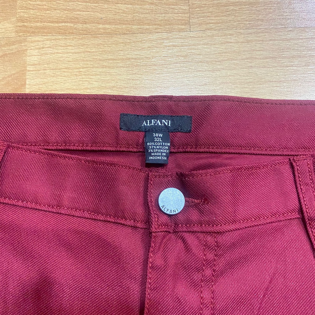 ALFANI Celana Panjang Chino Twill Stretch Maroon Regular Fit Red Formal Kasual Original