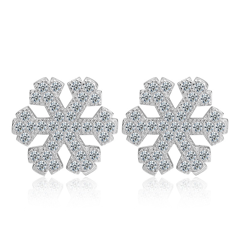 Anting Perak 925 Wanita Retro Kepingan Salju Fashion Perhiasan/Subang Telinga anting perempuan